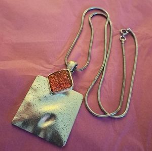 UNIQUE Silver Tone Snake Necklace with Double Dangler Charm Pendant 😍